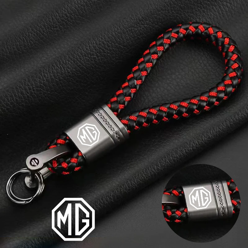 

1Pcs High Quality Metal Leather Woven Car Logo Keychain For Morris Garages GT GS Hector HS MG3 MG5 MG6 MG7 ZS EZS EHS MG ZS