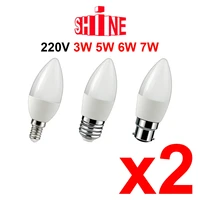 2pcs led candle bulb c37 3w 5w 6w 7w e14 220v 240v 3000k 4000k 6000k for home decoration lamp
