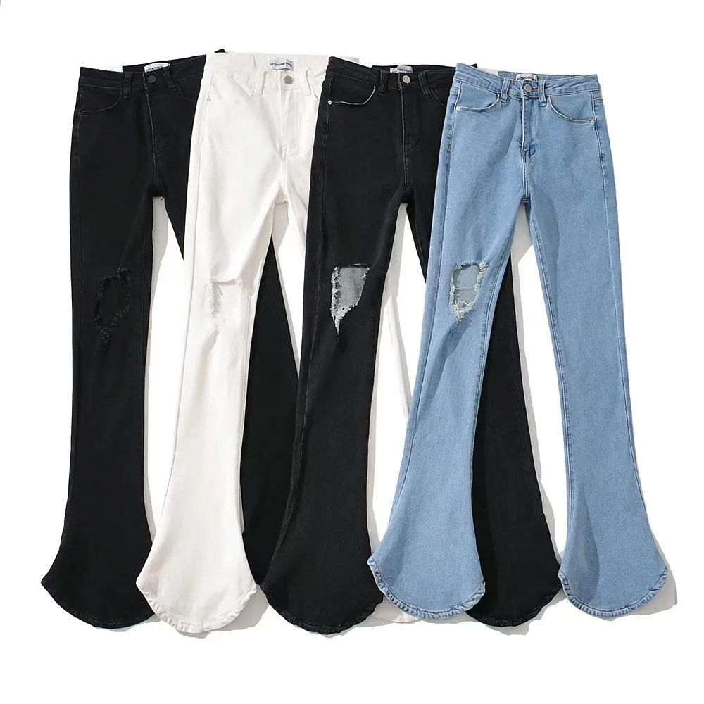 Bmissingyou Fashion Women Cut Out Denim Jeans With Pockets Streetwear Trouser 2023 High Waist Hole Pants Chic Lady Pantalones