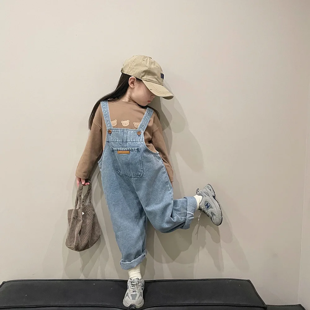 

MILANCEL 2022 Autumn Kids Clothes Denim Overall Boys Jumpsuits Girls Jeans