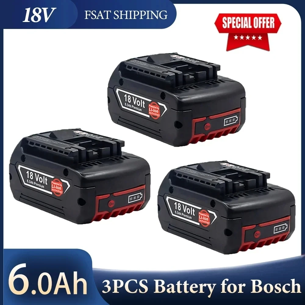 

Lastest Upgraded 18V6.0Ah Rechargeable Li-Ion Battery for Bosch 18V Power Tool Backup Portable Replacement Battery BAT609 BAT620