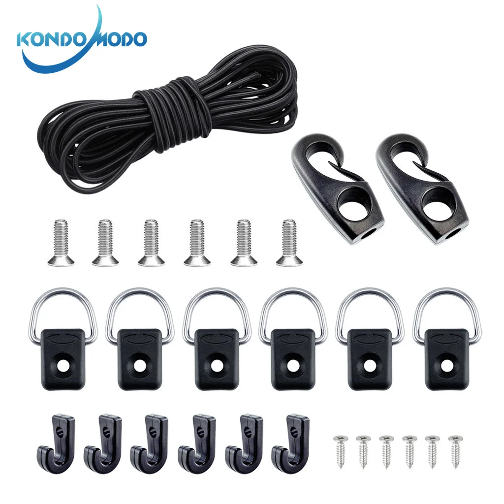 

Marine Deck Rigging Kit Bungee Cord Ends Hooks Fishing D-Ring J-Hooks Outfitting Fishing Camping Canoe Kayak Boat Accessories
