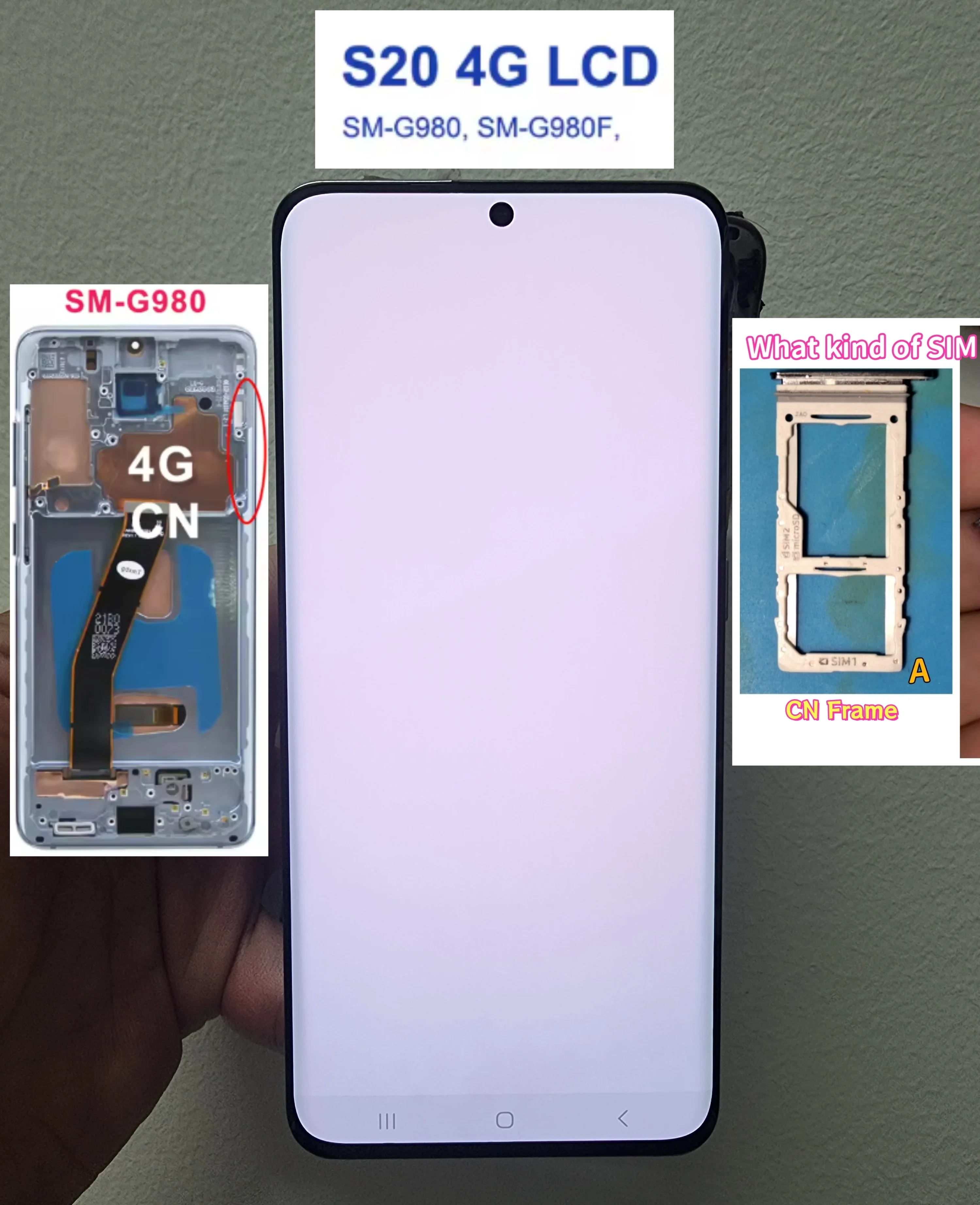 Фото Дисплейный модуль (экран в сборе) для Samsung Galaxy S20 SM-G980 G980F, S20 5G SM-G981 G981F G981U, сенсорный экран, дигитайзер, запчасть для замены №1