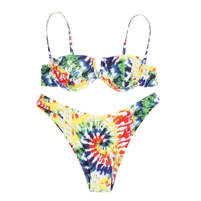 

Women Sexy Bikini Set Tie Dye Print High Waist Bikini Set Two Pieces Bikini Swimwear Women Swimsuit Beachwear Bathing Suit