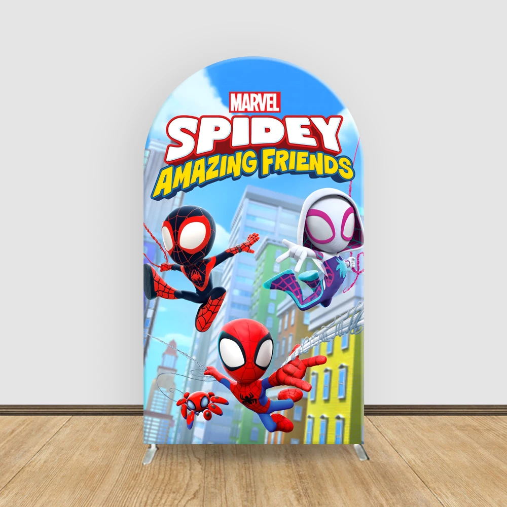 

TB Человек-паук и удивительный друг, арка, фон, чехол для детского дня рождения, детского душа, мультяшный фон, эластичное украшение из ткани