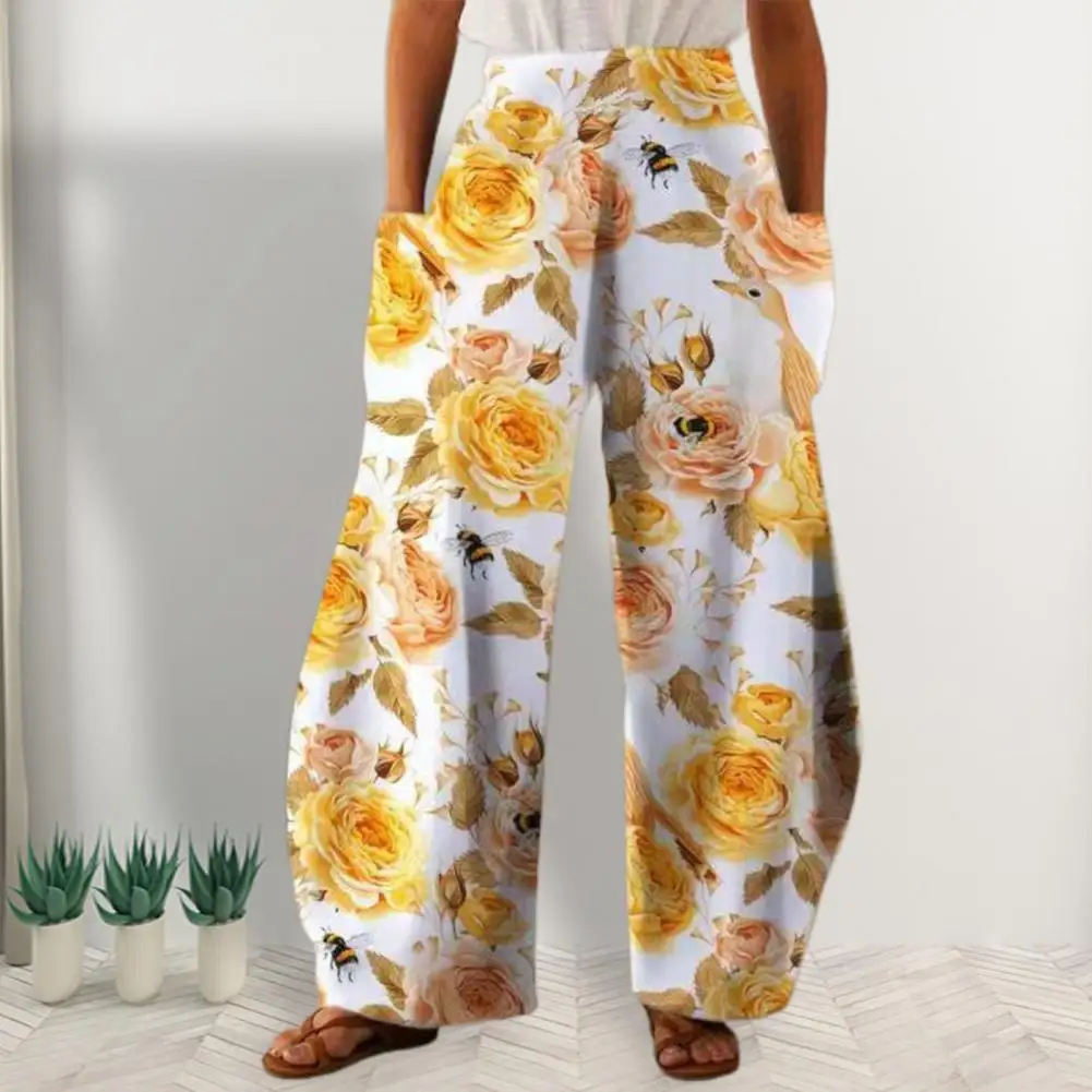 

Breathable Stylish Dot Print Wide Leg Casual Trousers Comfortable Loose Pants Thin Work