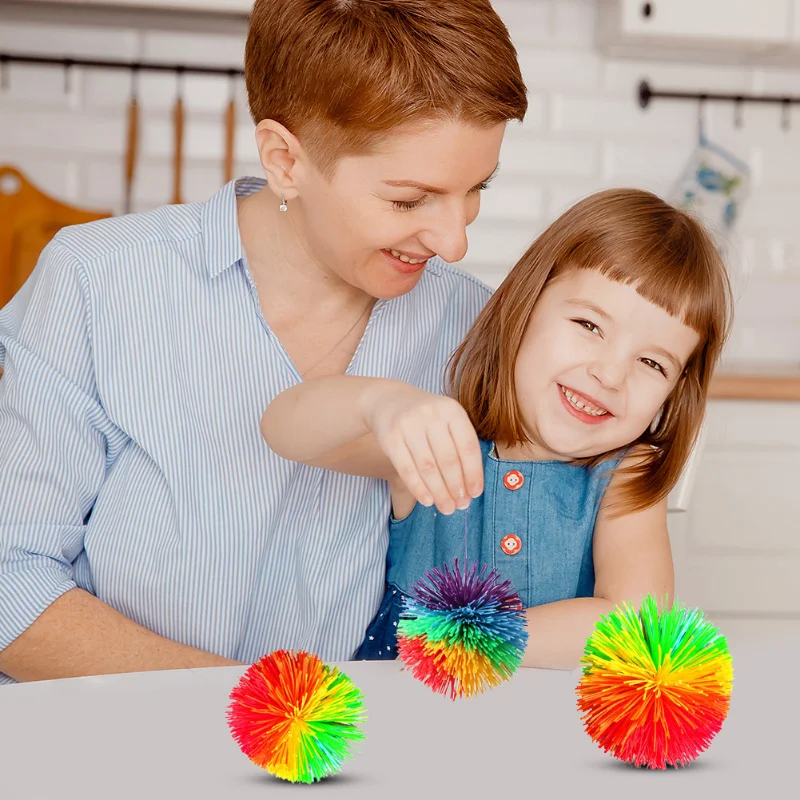 

1Pc Rainbow Fingertips Sensory Bouncy Ball Stringy Balls Great Sensory Fidget Toys Rainbow Pom Rubber Fur Ball Random Color