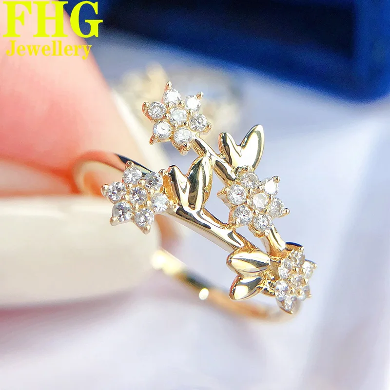 

Кольцо из чистого золота 18 К с натуральными бриллиантами 0.2Ct, модное кольцо с бриллиантами, ювелирные украшения для свадебной вечеринки, Подарок на годовщину для женщин