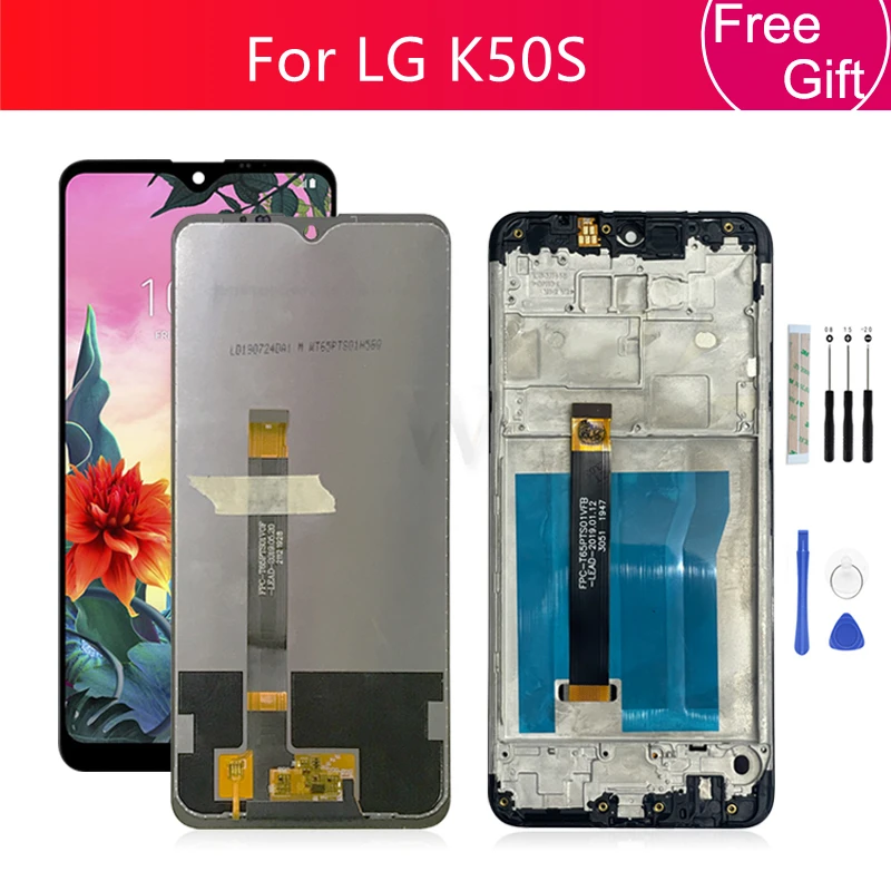 Для LG K50S ЖК-дисплей кодирующий преобразователь сенсорного экрана в сборе дисплей с рамкой Замена для LG K50S ЖК-дисплей LMX540HM 6,5'