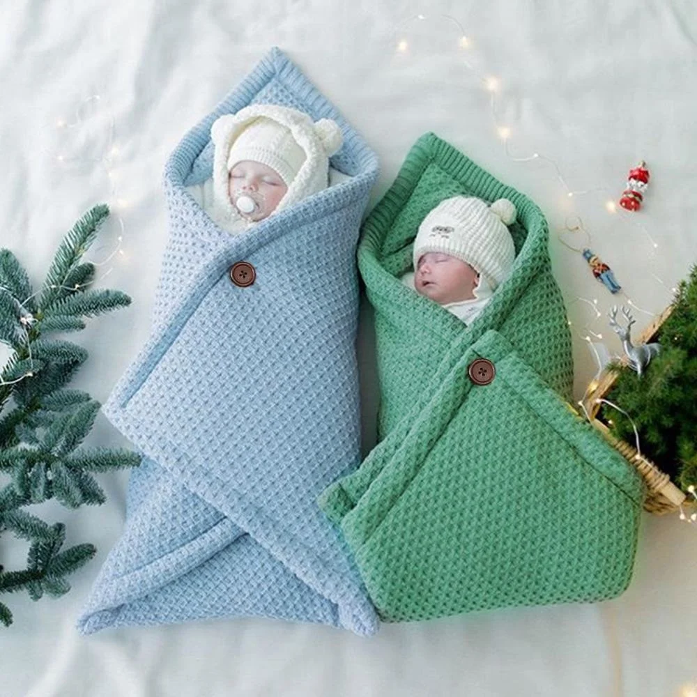 Baby Sleeping Bags Envelope Candy Color Knitted Cocoon for Newborns Bebes Swaddle Wrapper Super Soft Infantil Bebes Winter Warm