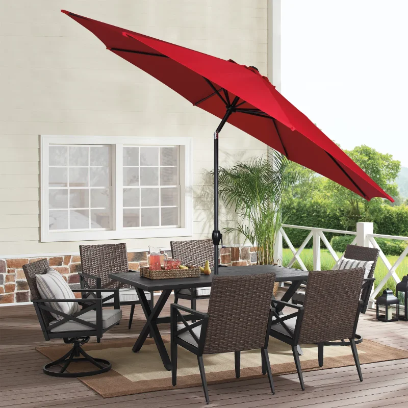 

Mainstays 11ft Really Red Round Outdoor Tilting Market Umbrella with Crank shade umbrellas beach umbrella outdoor umbrella