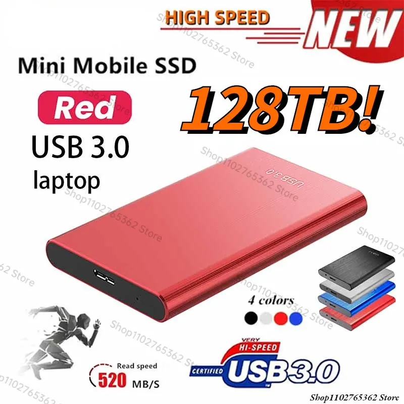 

Original High-speed Portable SSD 128TB 16TB 8TB External Hard Drive Mass Storage USB 3.0 Interface for Laptops Computer Notebook
