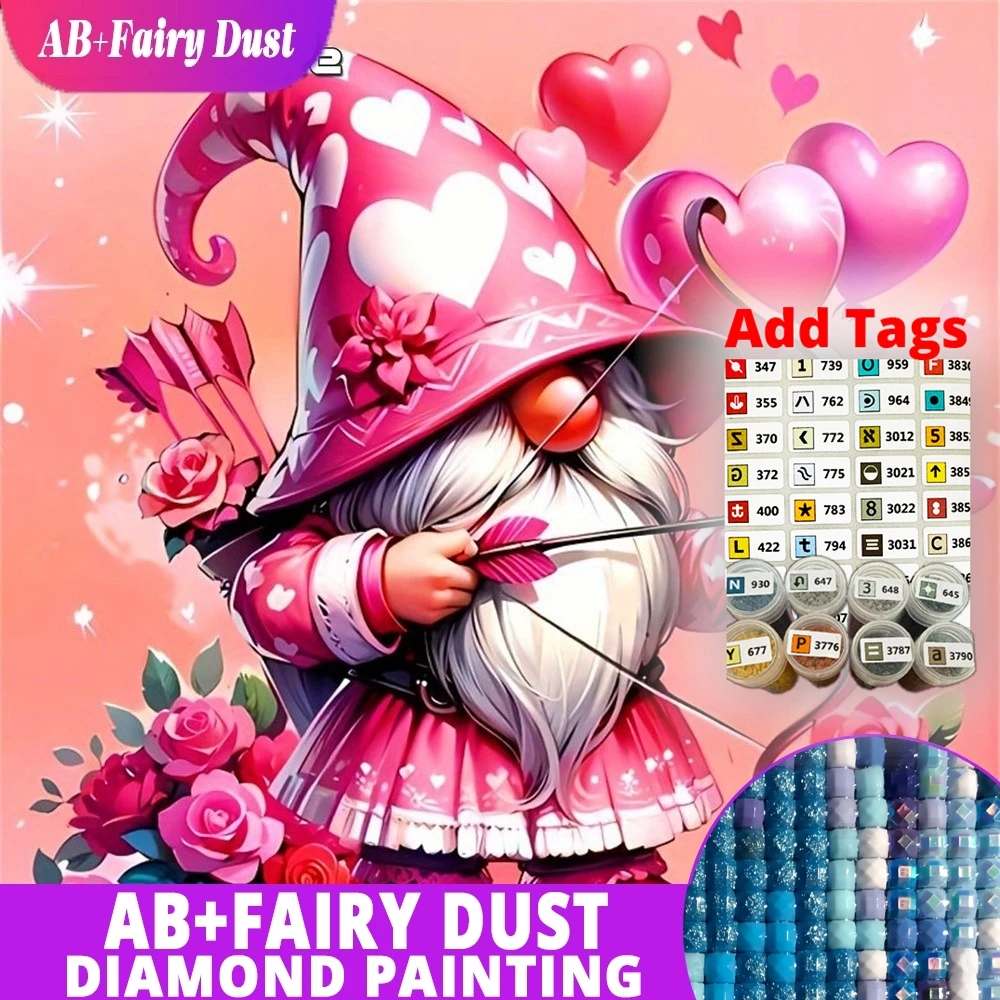 Фото Наклейки AB Fairy Dust DMC, алмазная мозаика, подарок на День святого Валентина, вышивка, изображение сердца, стразы, роспись, роза, ручная работа №1