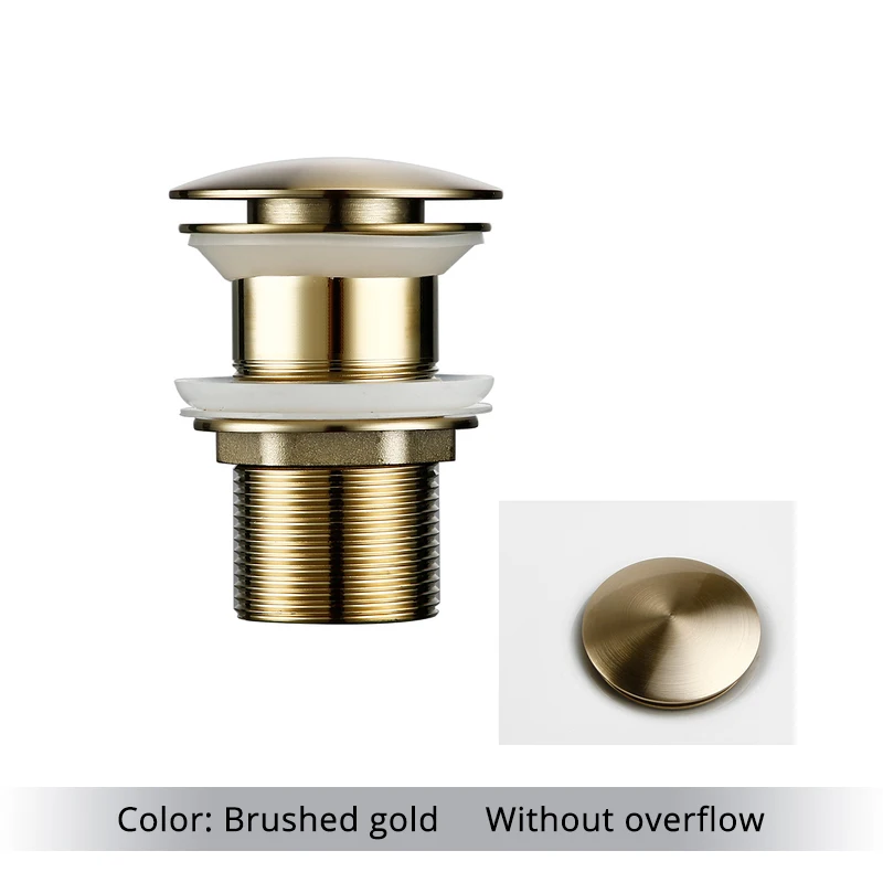 

Bagnolux Polished Gold Basin Sink Drainer Corrosion Resistant Easy To Clean Pop Up Button Round Hole Bathroom Hotel Drainer