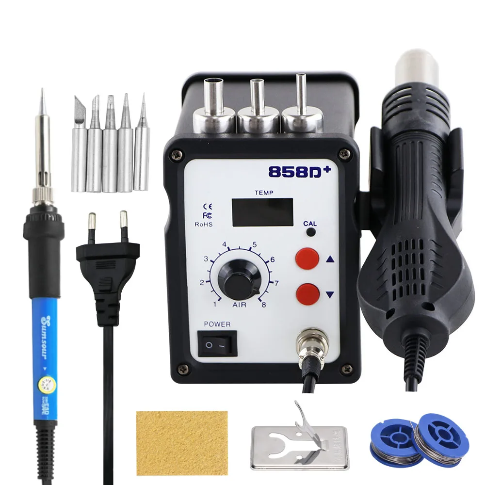 

858D + цифровой Дисплей Регулируемый термостат 220v 110 В горячий воздушный пистолет паяльная станция Мобильный телефон ремонт сварки инструмен...