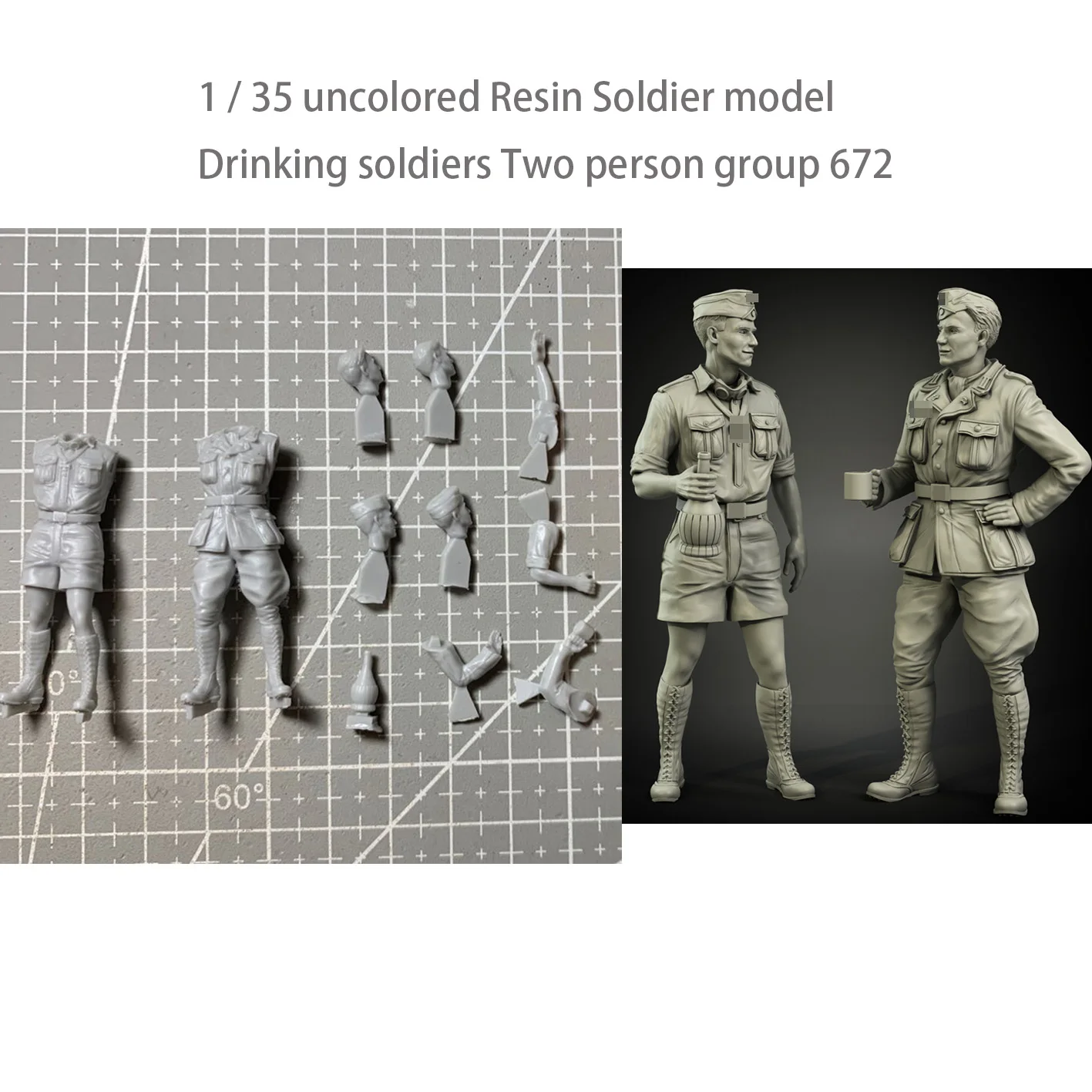 

1 / 35 uncolored Resin Soldier model Drinking soldiers Two person group 672