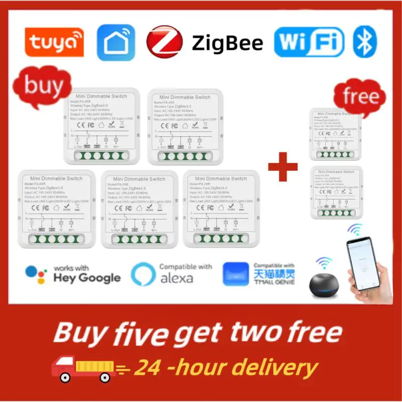 

Tuya ZigBee WiFi Smart Dimmer Switch Smart Home Switch Voice Control Adjust Brightness Factory Direct Automation Modules