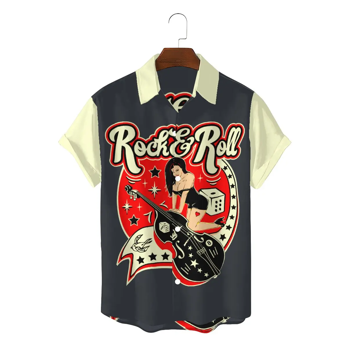 

Pin Up Girl Model Pop Art Men's Shirts Rockabilly Retro Rock and Roll Individuality 3D Shirt Harajuku Streetwear Hipster