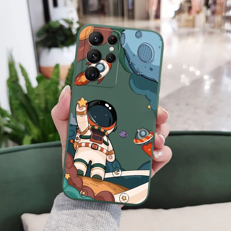 Hey Astronaut Phone Case For Samsung Galaxy S23 S22 S21 S20 Ultra Plus FE S10 S9 S10E Note 20 ultra 10 9 Plus Cover