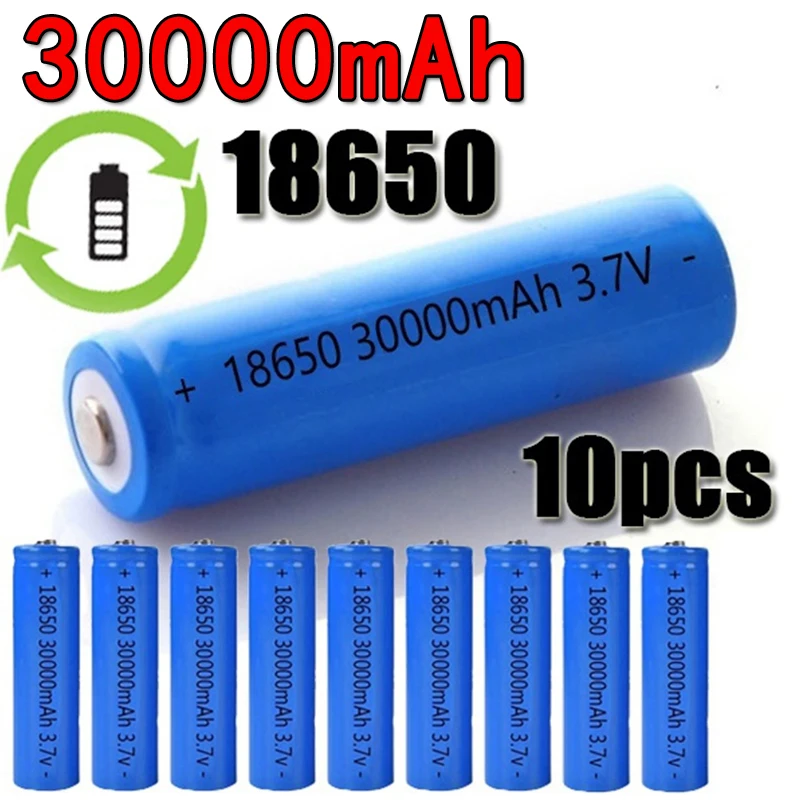 

2022 Hot 30000mAh 18650 Li-ion Rechargeable Battery 3.7V for LED Flashlight Electronic Gadget Cabinet Light