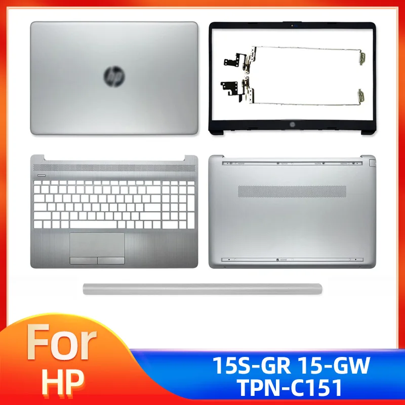 

New For HP 15-GW 15S-GR TPN-C151 LCD Back Cover Front Bezel Hinges Palmrest Bottom Case Cover L52012-001 L52007-001 Silver