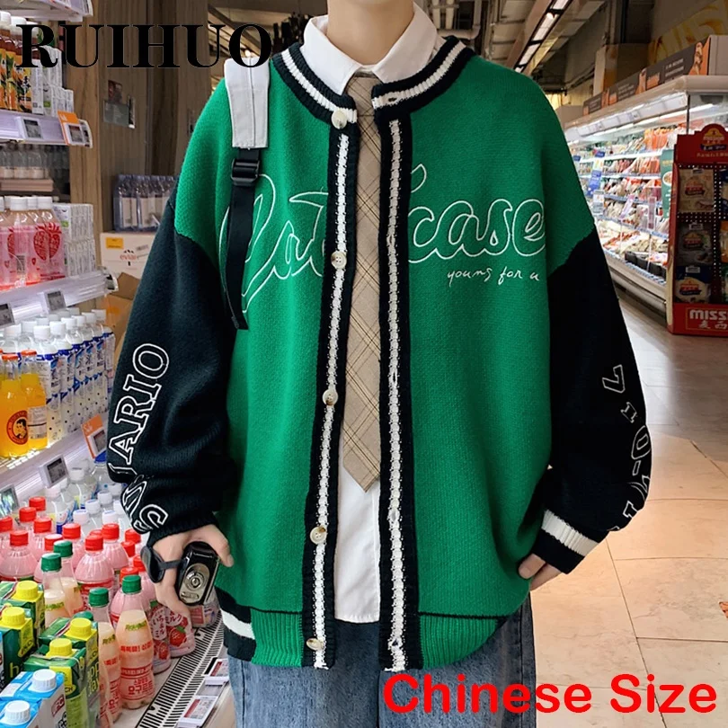 

RUIHUO Casual Mens Cardigan Luxury Knit Sweater Men Clothing Chinese Size M-3XL 2022 Autumn Winter New Arrivals