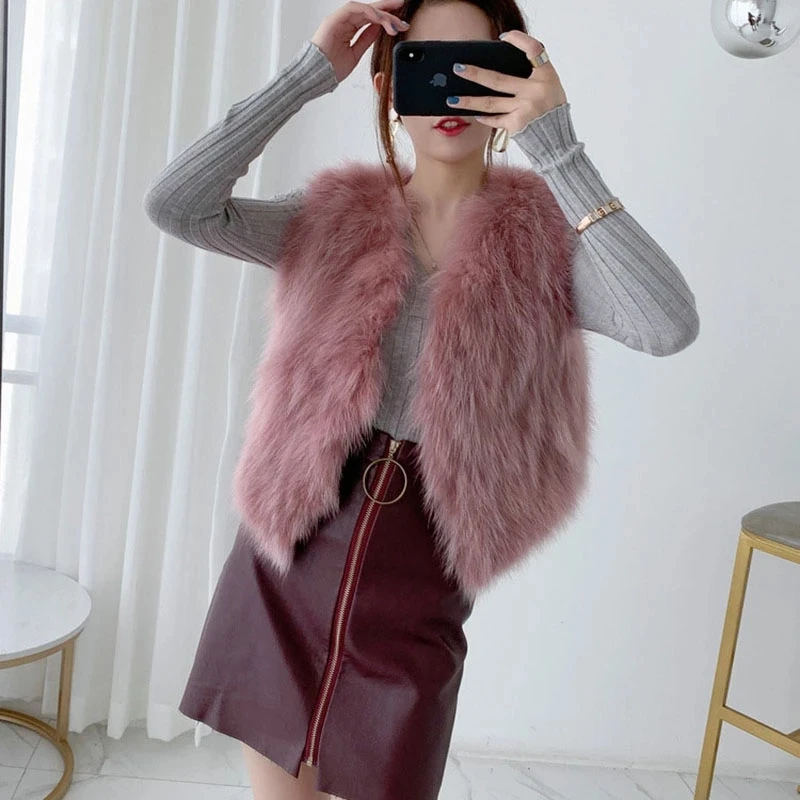 

Faux Fox Fur Vest Women Winter Warm Short Waistcoat Korea Fashion Outwear Furry Teddy Bear Coat Ladies Body Warmmer