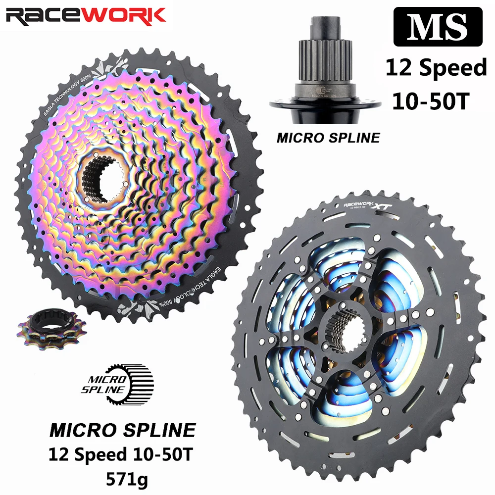 

Журнал для горного велосипеда RACEWORK MS 10-50T, 12 скоростей, ультраяркая Радуга для микро-Spline Hub M7100, M8100, M9000