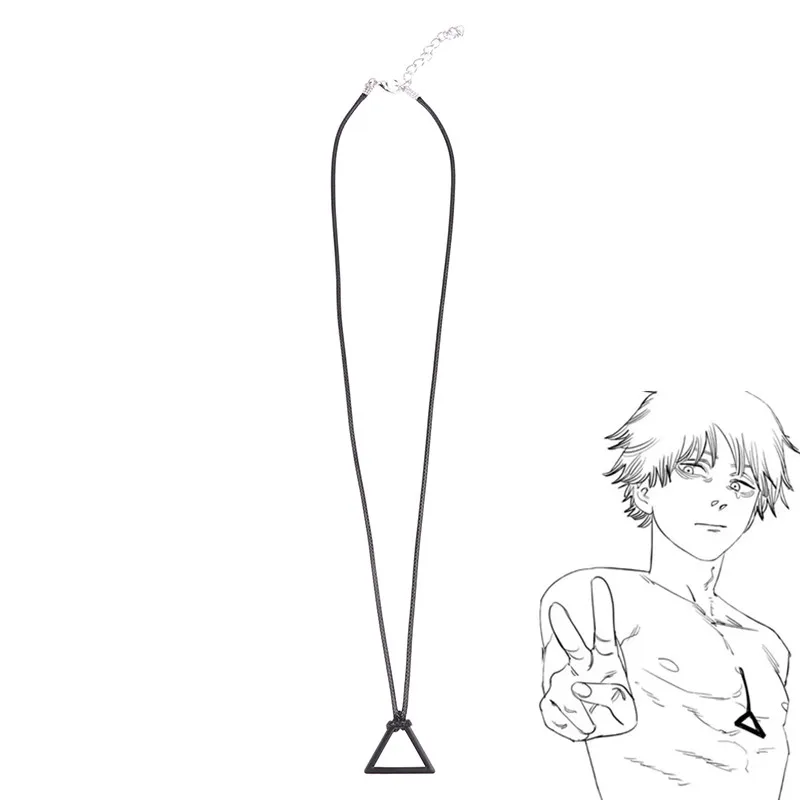 

Ожерелье с фигуркой человека из аниме «бензопила» 1 шт., треугольное ожерелье с подвеской-кольцом, чокер для косплея, бижутерия, аксессуары