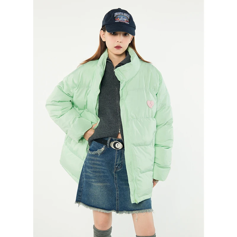 Women Green Down Jacket Stand Collar Coat Korean Fashion Leisure Waterproof Thicken Warm Feather Duck Down Female Winter Outwear
