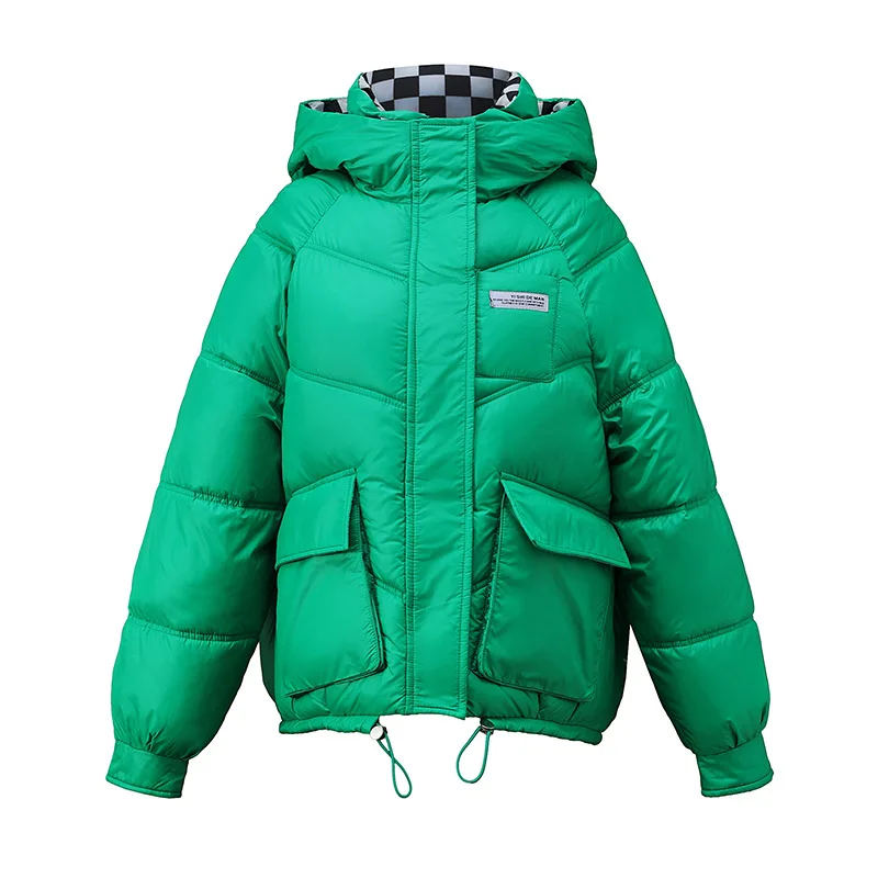 2022 Winter Thicken Warm Coat Puffer Jacket for Women Female Loose Cotton Padded Sequins Hooded Parka Coat