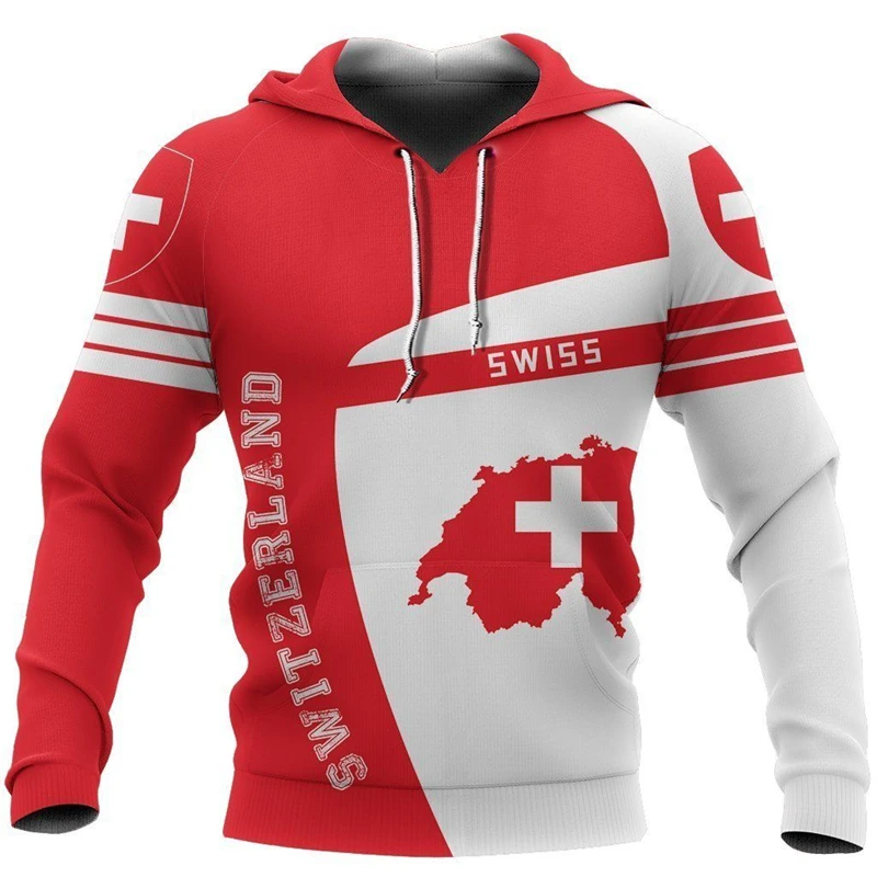 Фото Switzerland Flag 3D Print Hoodie Men's Clothes Simple Trend Hooded Coat Red Fashion Trend Spring New Oversized Hoodie 2025 Man №4