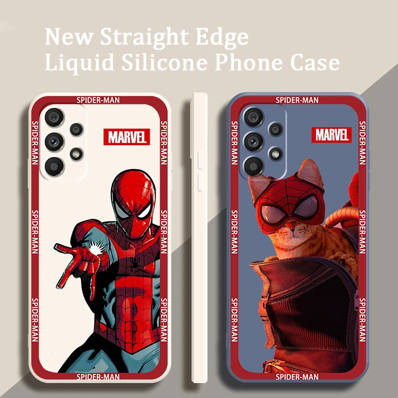 

Marvel SpiderMan Avengers Art Liquid Rope Phone Case For Samsung A73 A72 A71 A52 A53 A54 A51 A42 A34 A32 A14 A21 A13 A04 A03