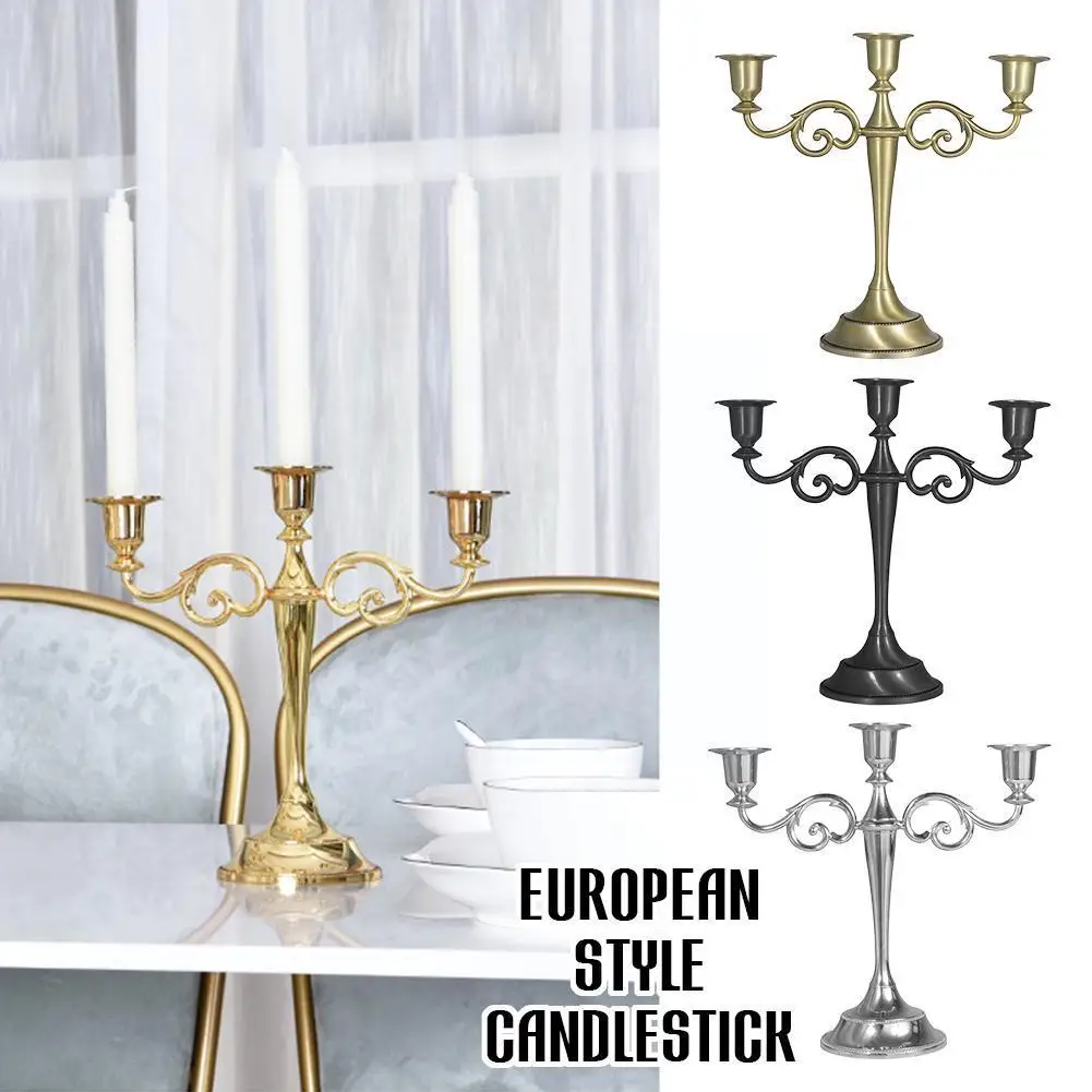 

European Style Metal Candle Holders Simple Golden Wedding Party Home Decor Candlestick Living Room Decoration Bar Decoratio I3x2