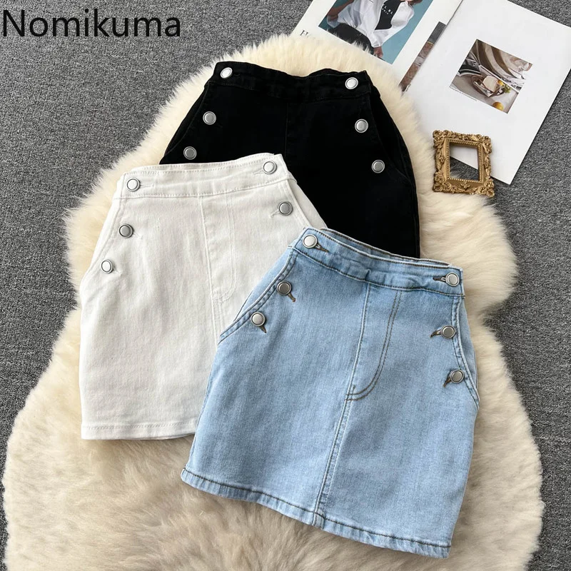 

Nomikuma Faldas Mujer Moda 2022 Summer High Waist Slim Bodycon Jean Denim Jupe Femme Vintage Elegant Fashion Skirts for Women