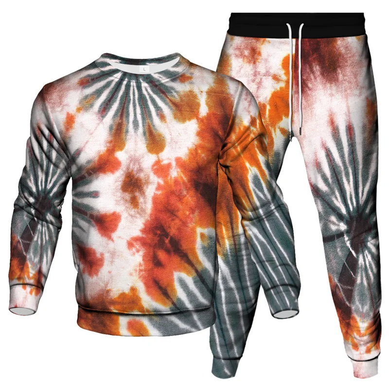 

Мужской спортивный костюм Tie Dye Vortex с красочным принтом, уличная модная повседневная одежда, костюм для бега, штаны, свитшот, комплект из 2 предметов