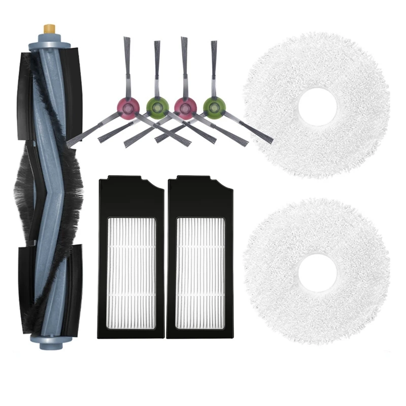

9 шт. Для Ecovacs X1 TURBO/OMNI Запчасти для робота-пылесоса, сменный рулон, основная щетка, боковые щетки, HEPA фильтр, Швабра, тряпка
