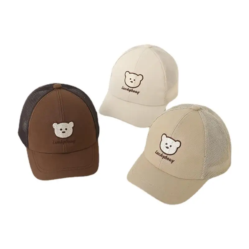 

Хлопковая регулируемая детская шапка для мальчиков и девочек, летняя Снэпбэк-Кепка, детская бейсболка с милым мультяшным медведем и вышивкой