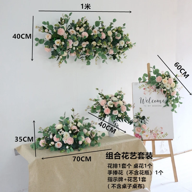 

Layout Decorative Artificial Floral Wall Table Runner Arch Hanging Flower Row For Mall Photography Flower Stand Wedding Backdrop