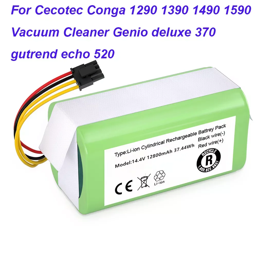 

New Original 14.4V Li-Ion Batterij Voor Cecotec Conga 1290 1390 1490 1590 Stofzuiger Genio Deluxe 370 Gutrend Echo 520