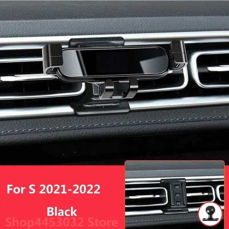 

1 комплект держателя сотового телефона с основанием для Mercedes Benz S W223 2021-2023, подставка для воздуховыпускного отверстия, крепления, гравитационный GPS-кронштейн, аксессуары