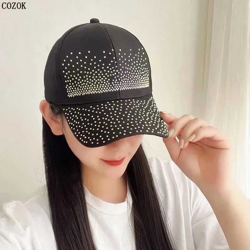 Women Rhinestone Pattern Baseball Cap Summer Fashion Trend Sun Protection Cotton Hat You Can Adjust Sports And Leisure Casquette