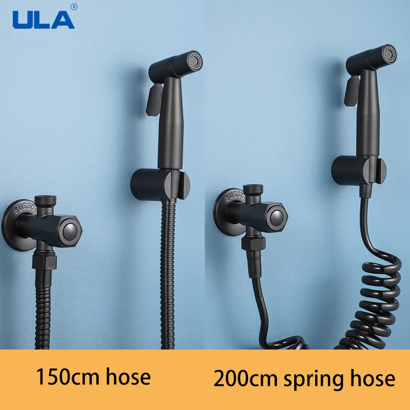 

ULA Black Bidet Faucet Handheld Bidet Spray Shower Set Toilet Shattaf Sprayer Bidet Faucet Hygienic Shower Single Cold Water Tap