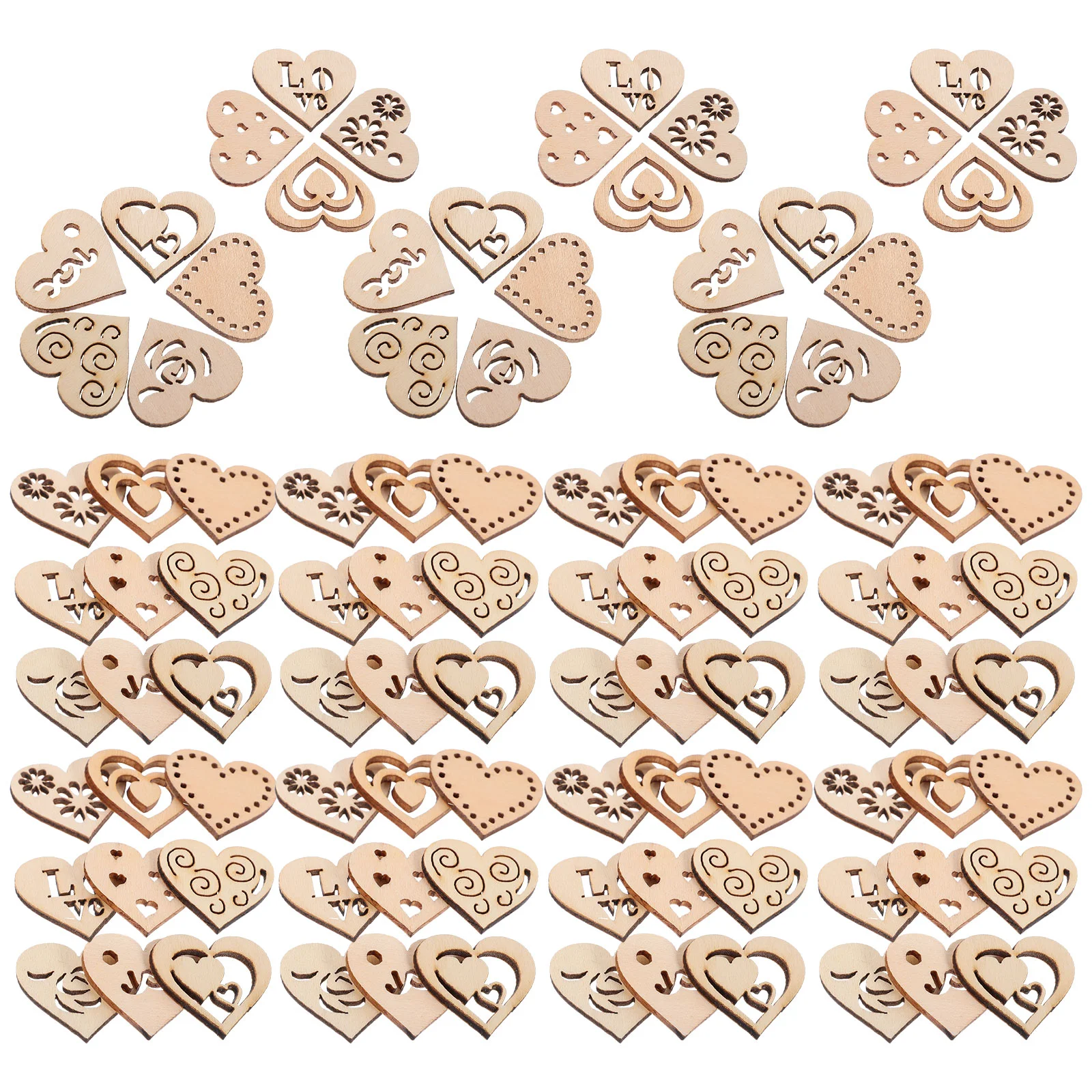 

Love Wood Chips DIY Accessories Supplies Slices Unfinished Wooden Heart Wedding