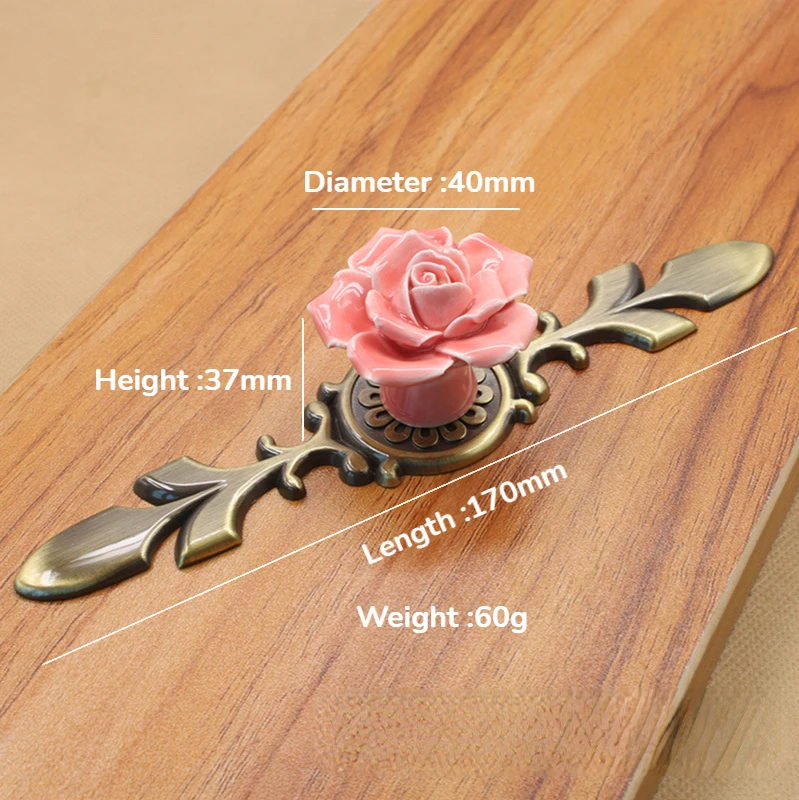 

_ Дверные ручки, ящик, шкаф, кухонная ручка, роза, цветок, металлическая фурнитура в стиле ретро