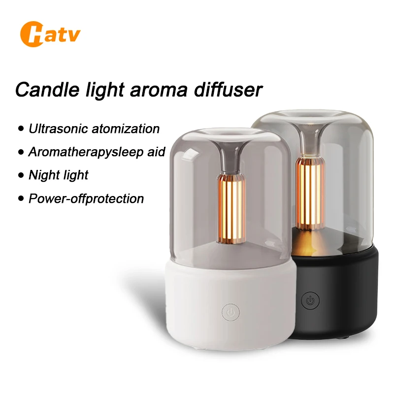 Ароматический диффузор аромалампа HATV Candle Light Essential Oil Lamp Portable 120ML USB Air Humidifier Ultrasonic Mist Maker with LED Night Light аромадиффузор для дома