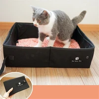 portable toilet pet accessories home easy clean outdoor camping cat litter box waterproof folding oxford cloth soft cat bedpan