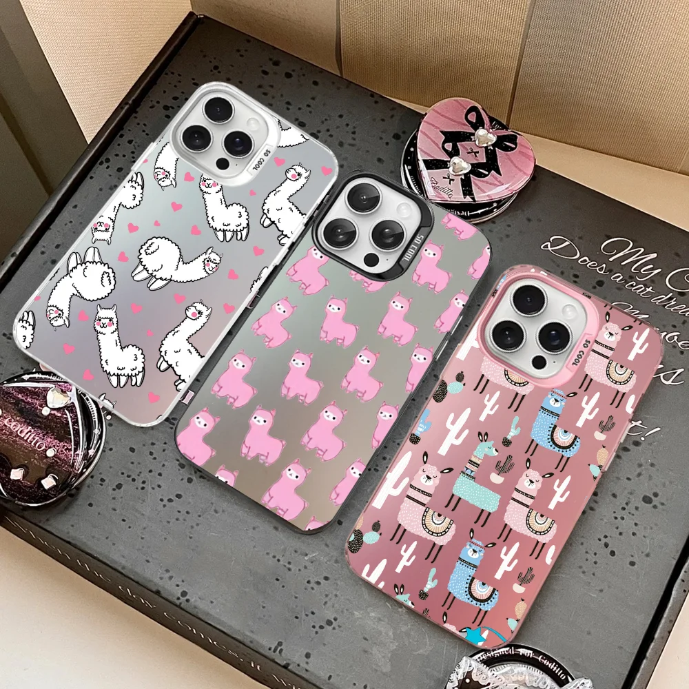 Красочный чехол для телефона с изображением животных альпаки IPhone 16 15 14 13 12 11 Pro Max X