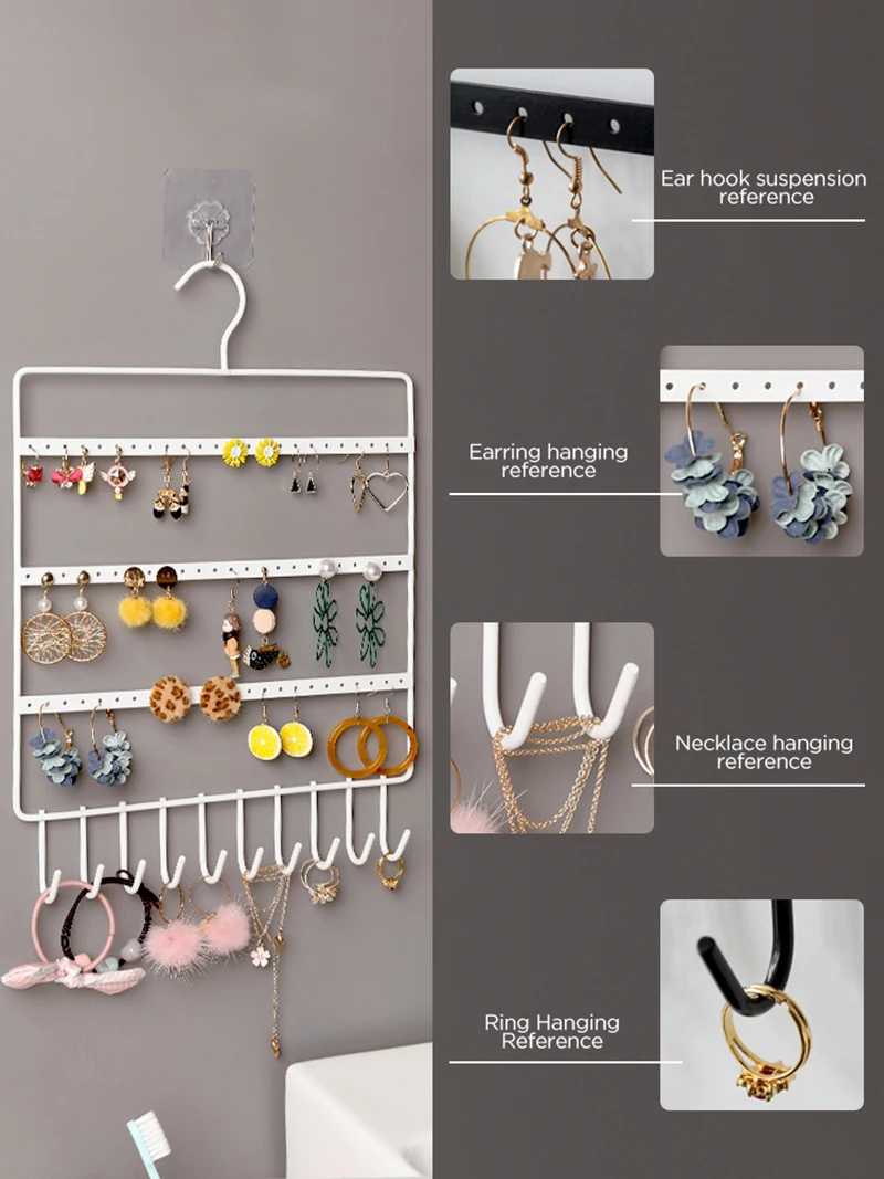 Wall Mounted Jewelry Earring Organizer Ornaments Organizer Necklace Ring Display Stand Bracelet Bracelet Pendant Storage Rack