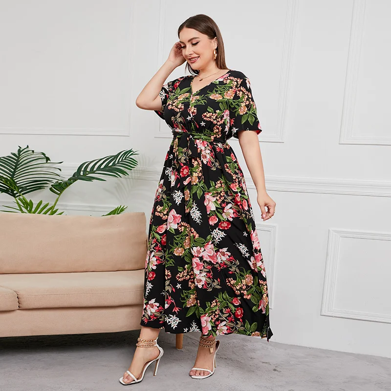 Plus Size 2023 Fashion 3xl 4xl 5xl Women Dress Floral Long Maxi Dress Bohemian Casual Summer Dresses Urban Gy 3xl 4xl 5xl 6xl